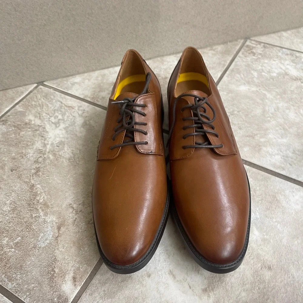 Cole Haan NWOT Mens chamberlin Tan Leather Derby Dress Shoes C32352 Size 10.5M